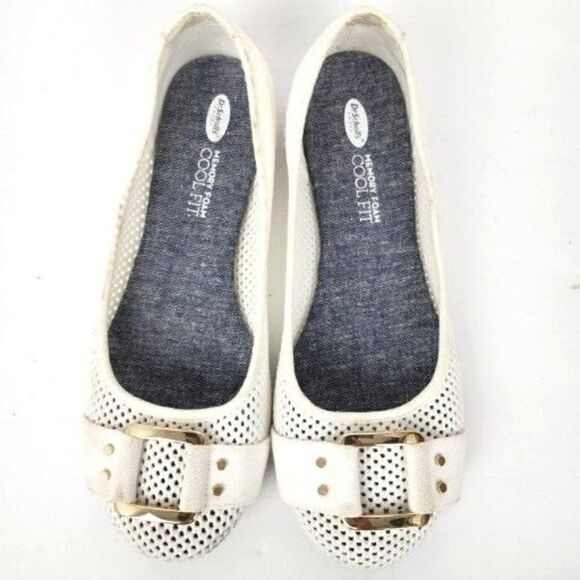 Dr Scholls Shoes White Frankie Mesh Slip On Flats Closed Toe Fabric Womens 10M - Picture 1 of 8